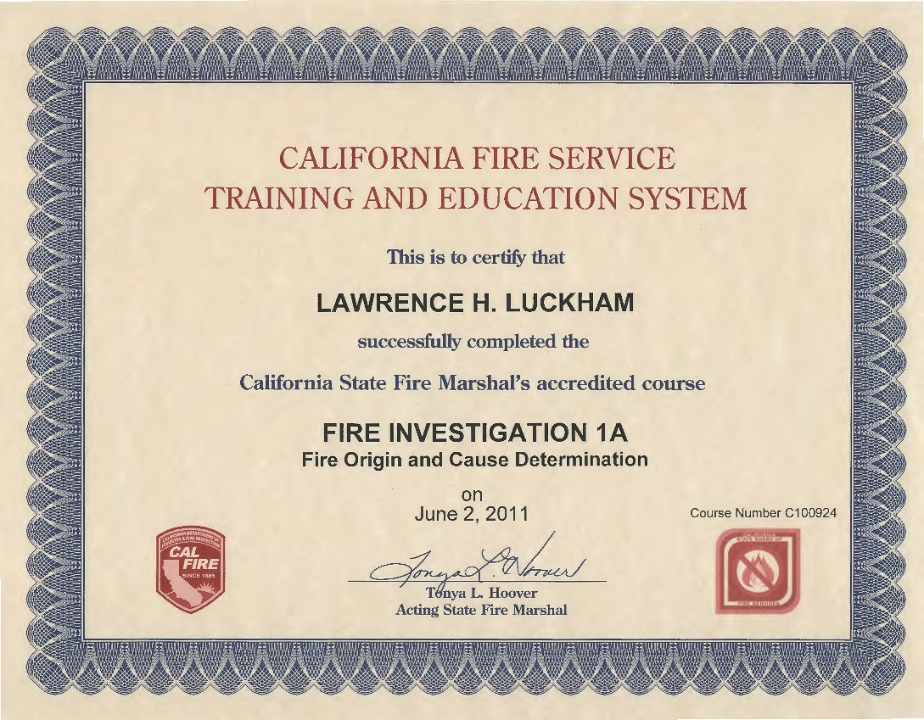 Fire Investigaation 1A